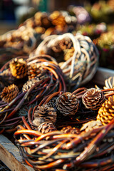 Rustic Christmas Wreaths with Pinecones, Handmade Holiday Decoration