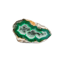 Green Agate Geode Slice with Crystal Formations