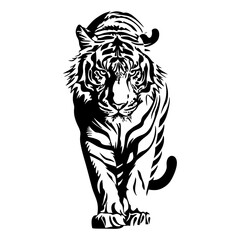 Tiger Mascot Black and White Illustration Design