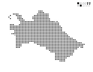 Vector abstract pixel black of Turkmenistan map. Organized in layers for easy editing.