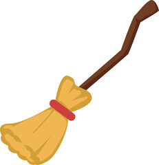 Cartoon Witch Broomstick Illustration