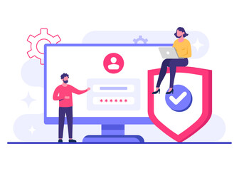 Password secure access, Data protection, Cyber security, Internet security, information privacy, Account protection flat vector illustration for landing page, app, web banner, infographic, poster