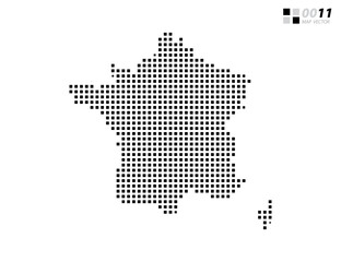 Obraz premium Vector abstract pixel black of France map. Organized in layers for easy editing.