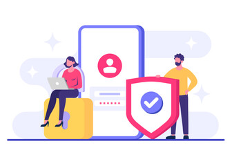Password secure access, Data protection, Cyber security, Internet security, information privacy, Account protection flat vector illustration for landing page, app, web banner, infographic, poster