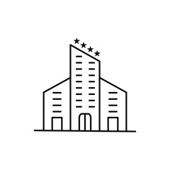 Obraz premium Icon of high-rise office building. Construction, tall, urban. Architecture concept. Can be used for topics like city, financial district, workplace, business