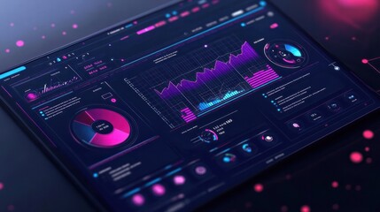 Obraz premium Intelligence and business analytics with key performance indicators, Professional key performance indicator metrics dashboard for sales and business results evaluation. Generative AI.