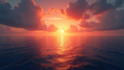 Fototapeta premium Sunsets warm embrace over the ocean