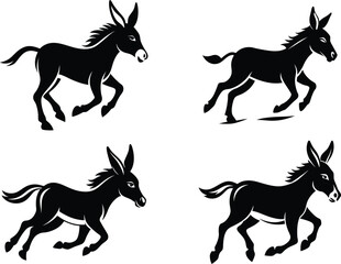Donkey silhouettes vector illustration.