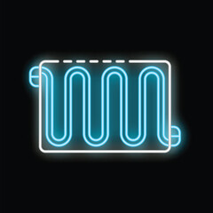 Glowing blue neon sign depicting a heating radiator, symbolizing warmth, comfort, and home heating solutions