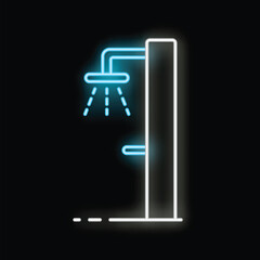 Blue and white neon shower sign, great for hygiene related designs