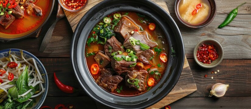 Indonesian clear soups like beef ribs or oxtails with copy space images are ideal for recipes articles catalogs or any commercial use