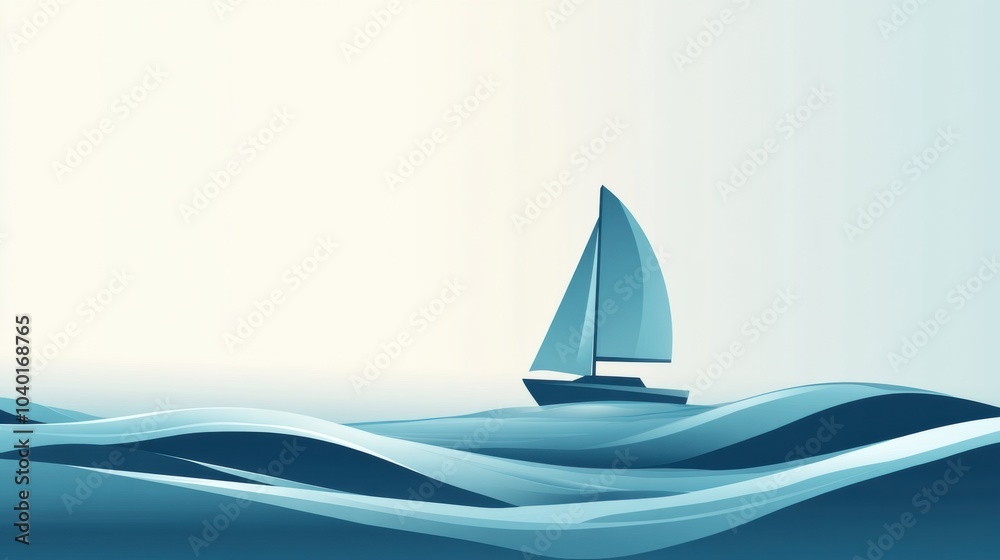 Poster the sailboat moves smoothly across serene waves, surrounded by a calm atmosphere that evokes a sense