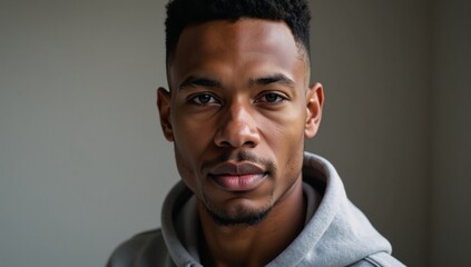 Obraz premium Digital mock-up featuring an attractive African American man in a hoodie sweater