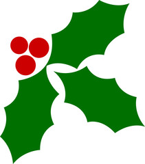 Fototapeta premium Holly christmas clip art design on plain white transparent isolated background for card, shirt, hoodie, sweatshirt, apparel, card, tag, mug, icon, poster or badge