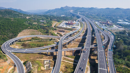 Aerial photo of China's modern expressway overpass landscape