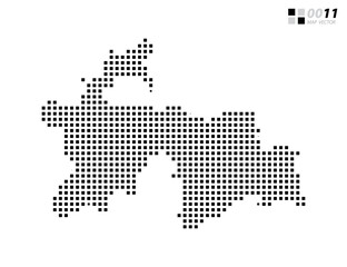 Vector abstract pixel black of Tajikistan map. Organized in layers for easy editing.