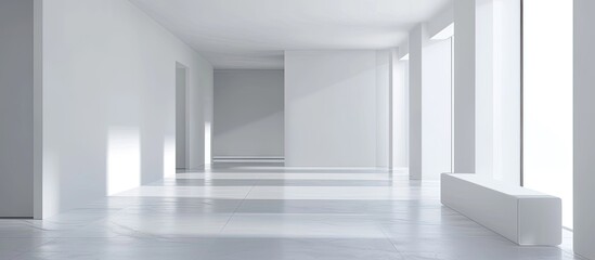 Modern minimalist interior of a hall in an apartment shown in a perspective view with a copy space image