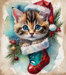 cat and christmas decorations