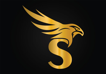 Initial S monogram letter alphabet with Eagle head symbol. Letter With Eagle Logo Design Vector Template