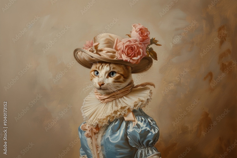 Canvas Prints Elegant cat in vintage attire