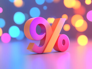 Flat Soft Abstract Percentage Symbol Bokeh Background | Glowing Percentage Symbol in Soft Abstract Style for Promotional Materials | Clean White Balance for Offers and Discounts | Smart Business Tone