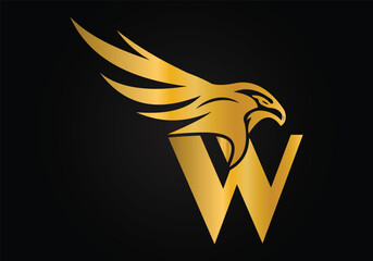 Initial W monogram letter alphabet with Eagle head symbol. Letter With Eagle Logo Design Vector Template