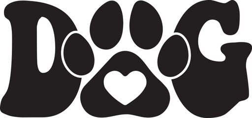 Dog paw print clip art design on plain white transparent isolated background for card, shirt, hoodie, sweatshirt, apparel, card, tag, mug, icon, poster or badge