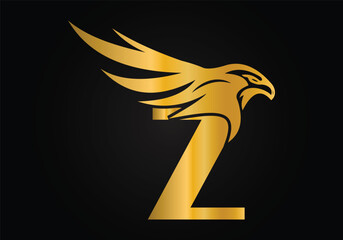 Initial Z monogram letter alphabet with Eagle head symbol. Letter With Eagle Logo Design Vector Template