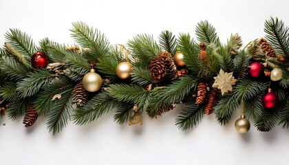 decorated Christmas garlands as a frame and plenty of space for text, Christmas card, Christmas poster, poster for Christmas concert