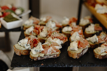 Restaurant cuisine, table appetizers, canape ideas