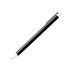 Black Pencil with White Eraser on White Background
