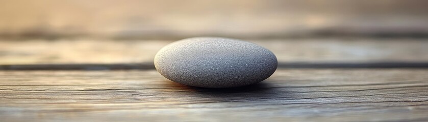 A smooth pebble, sitting on a clean wooden surface
