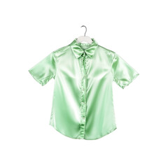 Green Satin Shirt on Hanger