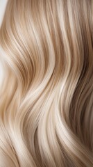 Naklejka premium dyed blond shiny hair, looks healthy and well-groomed, advertisement of masks or hair balm