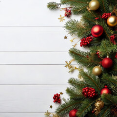 decorated Christmas garlands as a frame and plenty of space for text, Christmas card, Christmas poster, poster for Christmas concert