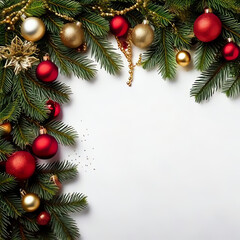 decorated Christmas garlands as a frame and plenty of space for text, Christmas card, Christmas poster, poster for Christmas concert