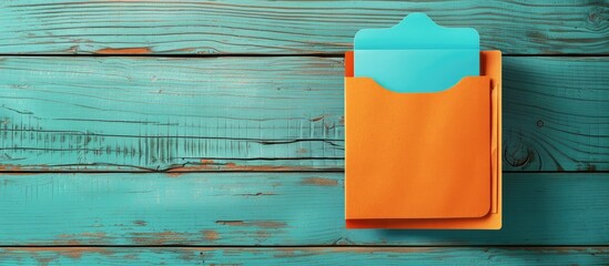 Business concept presented on a notepad placed on an orange folder with copy space image