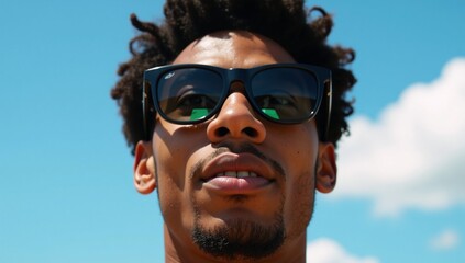 Cartoon depicting an African American character wearing outdoor sunglasses