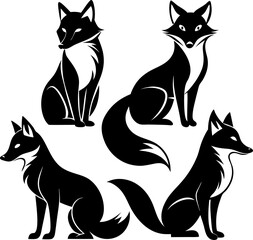 fox silhouette, on white background, isolated, vector