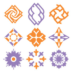 Abstract beautiful geometric style shapes art. Craft designs and icons, Bauhaus retro elements. For color Pattern elements. Boho Traditional ethnic motifs illustration artwork. 