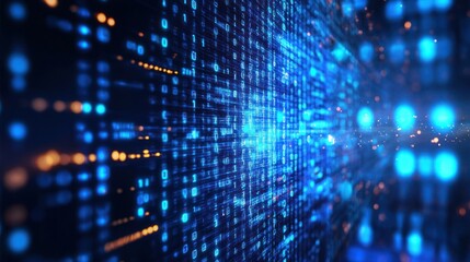 Obraz premium Digital data flow within a cyber matrix environment