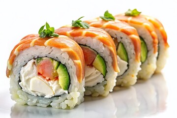 Philadelphia Roll Sushi with Salmon, Shrimp, Avocado, and Cream Cheese &ndash; Delicious Japanese Cuisine for Sushi Lovers