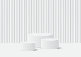 Product display, White podium and background with abstract minimal scene for product and brand presentation, Abstract podium composition, White background copy space, 3d vector illustration.