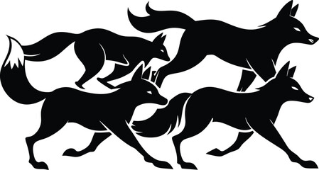 fox silhouette, on white background, isolated, vector