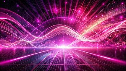 Obraz premium Pink Cyber Speed Light Technology Background for 5G Digital Sound Wave Concept with Free Space for Text Input