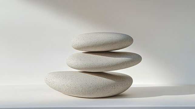 A stack of three smooth, flat stones, carefully balanced
