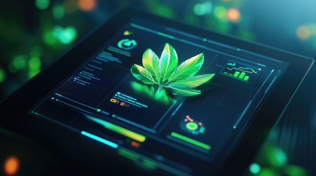 Digital Interface Showing Carbon Results with Leaves