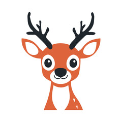 A cheerful cartoon deer with big eyes and impressive antlers, perfect for children's illustrations and playful designs