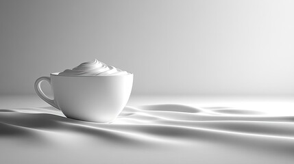 Fototapeta premium A white cup of coffee, with a perfect swirl of foam, sitting on a smooth surface