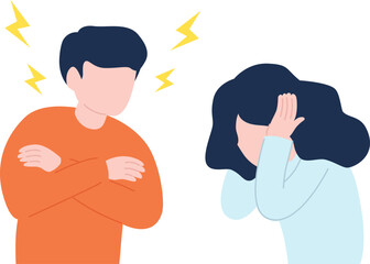 Fototapeta premium 男性が女性に怒鳴っているイラスト